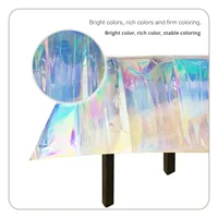 Nappe en feuille d'aluminium en plastique imprimé laser arc-en-ciel pour la décoration de table de dessert de fête d'anniversaire fournitures de comptoir de bar