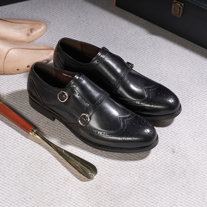 Chaussures en cuir véritable faites à la main W206-<span class=keywords><strong>N8</strong></span> pour hommes, style double boucle, à enfiler, type Oxford, mocassins, pour affaires, bureau et occasions formelles - Product Image 2