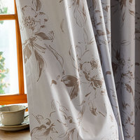 Rideau occultant à œillets en polyester à motif floral pastoral pour chambre et salon