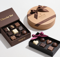 Boîte d'emballage personnalisée pour bonbons ronds en chocolat, boîte de bonbons en forme de cœur, barre de truffes au chocolat, cadeau, 2 boîtes rigides