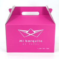 Caja de Regalo Rosada con Asa, Impresa a Color Personalizada, Empaque de Cartón para Pastel, Cupcake, Fiesta, Boda, Cumpleaños