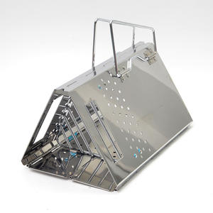 Réchaud triangulaire en acier inoxydable 19x19x30cm, barbecue pliable portable pour le camping, la pêche et le chauffage - Product Image 1