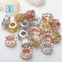 Zircon cristal rond perles entretoises en vrac grand trou pour la fabrication de bijoux Bracelet à bricoler soi-même collier accessoires