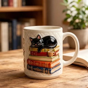 Taza de Café de Cerámica 3D con Diseño de Gato, 400 ml, con Cuchara de Gato, Taza de Regalo Original <span class=keywords><strong>para</strong></span> Amantes de los Gatos, Mujeres, Niñas, Cocina, Oficina - Product Image 5