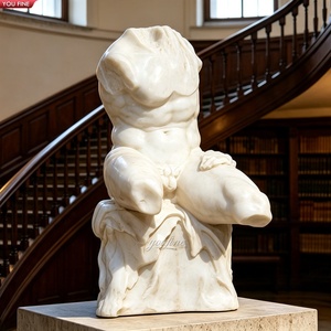 YOUFINE - Estatua de Torso de Mármol Blanco de Tamaño Real, Estilo Belvedere, Fragmento Antiguo Clásico, Escultura de Torso Masculino para Decoración de Museos y Galerías - Product Image 1