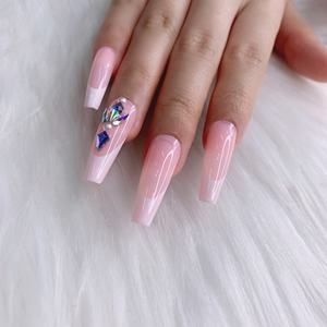 TSZS-NUEVO ESTILO prediseñado para mujer, <span class=keywords><strong>Uñas</strong></span> postizas largas con diamantes <span class=keywords><strong>de</strong></span> imitación, manicura francesa para <span class=keywords><strong>uñas</strong></span> postizas, <span class=keywords><strong>2022</strong></span> - Product Image 6