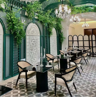 Solution de design d'intérieur tout-en-un, table de salle à manger de luxe pour restaurant et hôtel, plateau en faux marbre durable et écologique, usage commercial