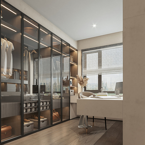 Free Design Custom Wardrobe With Aluminum Frame Modern Luxury Glass <strong>Closet</strong> Bedroom Walk in Wardrobe <strong>Closet</strong> - Product Image 6