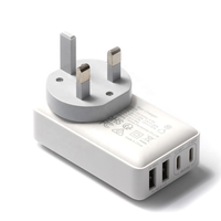 Adaptador de Pared Delgado HNT ODM de 40W y 4 Puertos con Enchufe Desmontable para Reino Unido/UE/Australia, Carga Rápida PD3.0 2C+2A para iPhone y Android, Directo de Fábrica