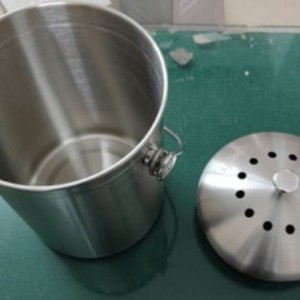Stainless Steel Storage Bucket <b>With</b> <b>Lid</b> Cylindrical Indoor Outdoor Household Waste <b>Bin</b> Simple Design Metal Construction - Product Image 2