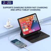 Chargeur portable ZUZG PD 35W+QC 3.0 à double port USB Type-C, protection contre les courts-circuits ignifuge pour téléphones mobiles, prise EU