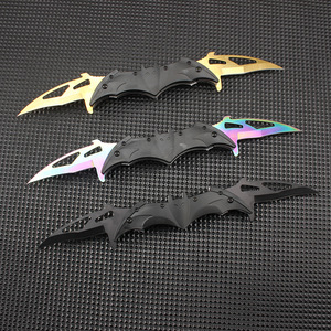 Cuchillo Plegable de Acero Inoxidable para Acampar, Estilo Batman, para Adultos, Color Titanio Dorado Arcoíris, EDC, OEM Fanstoon - Product Image 3