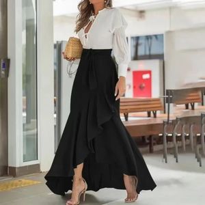 Falda Corta Vintage para Mujer, Estilo Nocturno, a Cuadros Irregulares, con Mangas Atadas, Informal, Transpirable, Antiestática, Natural, para Otoño - Product Image 5