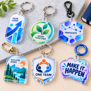 Porte-clés personnalisés en acrylique transparent, impression UV double face, logo, cadeaux promotionnels d'entreprise, fabrication OEM ODM - Product Image 1
