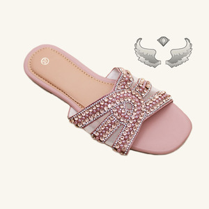 Sandales en strass au design estival pour la vente en gros, sandales et pantoufles plates pour femmes - Product Image 3