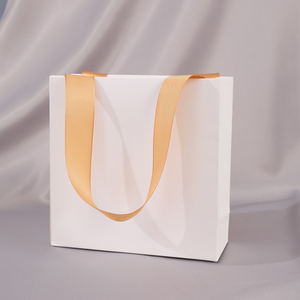 Custom Logo Ribbon Handle Luxury <b>Jewelry</b> Cosmetic Gift Clothing Shopping <b>Packaging</b> Paper Bag - Product Image 1