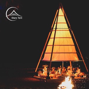 Safari Bamboo <strong>Tipi</strong> Cone Tent Canvas <strong>Teepee</strong> for Party - Product Image 2