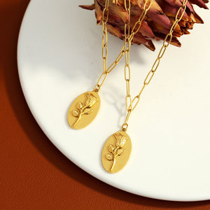 Trendy 2026 Charm <b>Necklaces</b> Minimalist Hypoallergenic Jewelry 316l Stainless Steel 18k PVD Gold Plated Rose <b>Necklace</b> for Women - Product Image 1