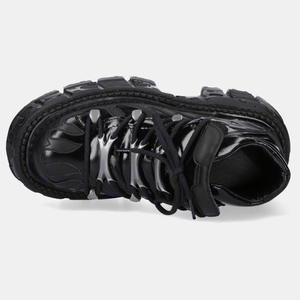 Unisex inek derisi deri yüksek üst baba ayakkabı kış <span class=keywords><strong>Punk</strong></span> Rock tarzı Metal platformu kalın taban dantel-up kapatma yüksekliği artan - Product Image 2