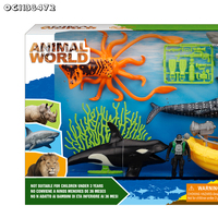Jouets éducatifs pour enfants, vente chaude, personnalisables, mini-jouets en plastique, nouveau modèle, ensemble d'animaux marins avec bateaux