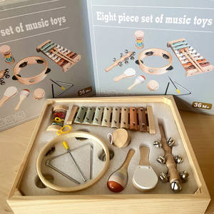 Instrumentos de Percusión de Madera Orff, Juego Completo de 6 Piezas, Educativo, Martillo de Arena, Sonajeros, Pandereta de Piel de Oveja, Castañuelas, Jardín de Infancia - Product Image 2