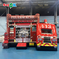 Sayok Feuerwehr thème gonflable rebondissant Combo toboggan rebond caserne de pompiers pompier gonflable gonflable camion de pompiers château videur