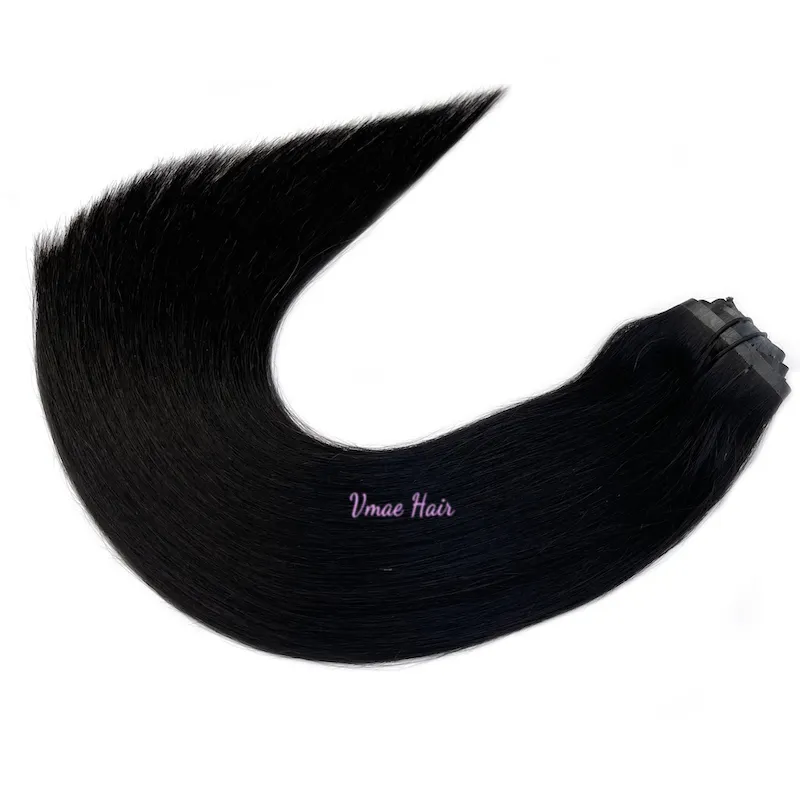 Vmae Groothandel Braziliaanse Haar Uitgelijnd Cuticula Indian Raw Body Wave Stijl Pu Onzichtbare Clip-In Rechte Naadloze Hair Extensions