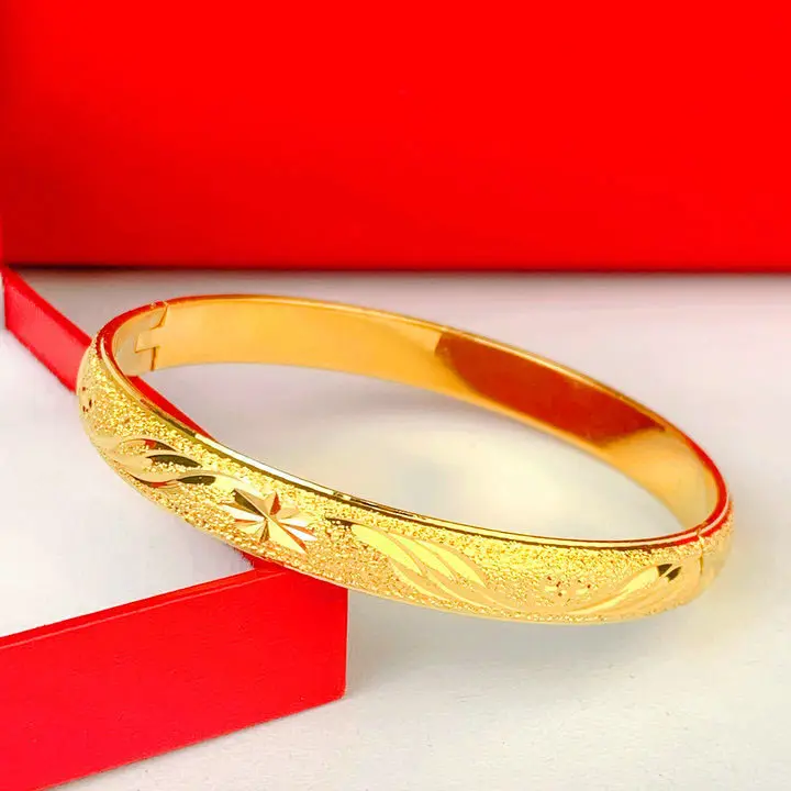 Đồ trang sức thời trang Quà Tặng ayatul kursi khắc 6mm thép không gỉ 18K mạ vàng cổ điển mở bangles