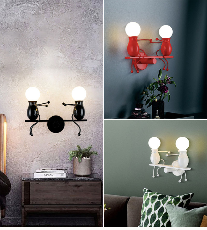 BLUEKING wholesale Art Antique Nordic Vintage Black Iron indoor Wall sconces light  E27 Bulb Simple bedroom lamp