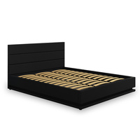 Lit lumineux LED avec cadre en bois, levage à gaz, lampe de lit