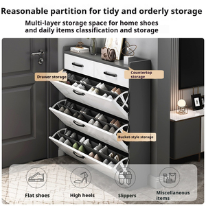 <span class=keywords><strong>Meuble</strong></span> à <span class=keywords><strong>chaussures</strong></span> portable ultra-fin à trois niveaux, style minimaliste moderne, en bois, pour l'entrée de la maison, le salon, les appartements et les hôtels - Product Image 3