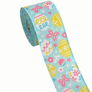 Nouveauté : Ruban en toile de jute filé de 6,3 cm x 10 yards avec motifs œufs de Pâques et papillons pour la décoration de couronnes de Pâques - Product Image 5