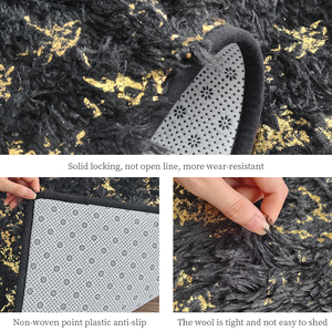 Tappeti antiscivolo per capelli lunghi stampati in pelliccia sintetica dorata tappeti per soggiorno - Product Image 5
