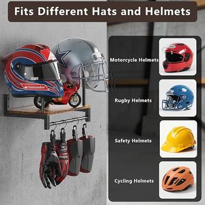 Rak Helm Gantung Dinding Multifungsi untuk Perlengkapan Berkendara Motor dengan Pengait di Ruang Tamu - Product Image 3