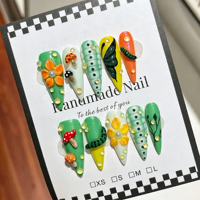 Vente en gros de 10 faux ongles en gel peints à la main, magnifiques, luxueux, design personnalisé, 100% faits à la main, fournisseur de faux ongles