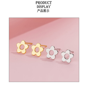 Disegno semplice 925 Sterling Silver Top Piccolo Fiore Della Vite Prigioniera <span class=keywords><strong>Orecchini</strong></span> Dainty <span class=keywords><strong>Orecchini</strong></span> Per Le Ragazze - Product Image 2