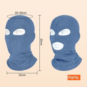 Balaclava d'hiver chaude et intégrale sans couture, coupe-vent, à deux ou trois trous, thermoréactive, noire, pour le <span class=keywords><strong>ski</strong></span>, le cyclisme et les sports - Product Image 2