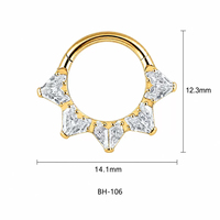 Anneau de nez personnalisable en titane G23 de qualité supérieure, incrusté de cœur en oxyde de zirconium AAAAAA taille Asscher, avec fermoir clicker articulé, bijoux corporels, vente en gros