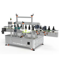 Machine d'étiquetage à 4 côtés pour bouteilles carrées |   Applicateur d'étiquettes automatique certifié CE, usine professionnelle de 23 ans