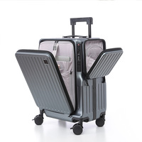 Nouvelle boîte à fermeture éclair avant avec grande capacité et valise multifonctionnelle pour hommes 20 pouces boîte de voyage légère à double ouverture