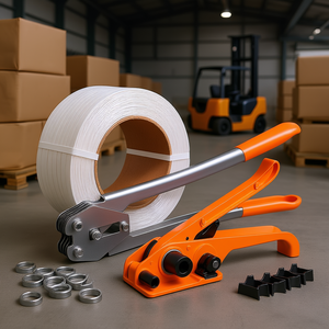 Kit d'outils de scellage de bandes robustes, 3200 pieds de bande PP, 1000 attaches métalliques, 50 protecteurs d'angle, emballage manuel - Product Image 2