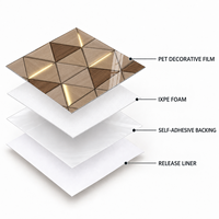 Papier peint autocollant motif bois triangulaire marron doré 1,2x3m, feuilles IXPE 2,3mm pour murs de salon et murs TV
