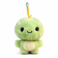 Porte-clés en peluche vert moelleux, adorable poupée animal en peluche, breloque de sac, pendentif, porte-clés souple avec mousqueton pour sac à main et sac à dos