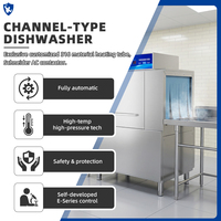 Lave-vaisselle professionnel de type canal de 1,1 m, nettoyage haute pression, en acier inoxydable 304, pour restaurants, directement de l'usine