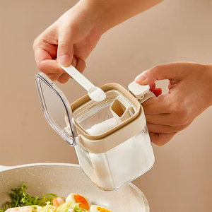 Wholesale Multifunctional Dustproof Lid Seasoning <b>Box</b> with Spoon Handle for Countertop Spice <b>Storage</b> (Glass Jar Salt & Sugar) - Product Image 2