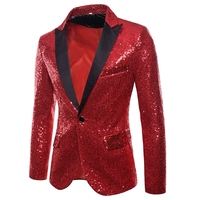 Blazer de luxe pour homme 2026 à sequins, simple boutonnage, rouge/vert/blanc, veste de scène à un bouton pour chanteur/presentateur, manteau de soirée/bar