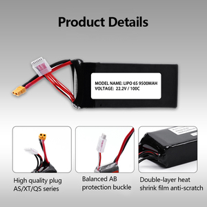Batterie de drone 6S 22.2V 9000/9500/10000mAh 100C pour drone UAV Ronin-MX Batterie 1580mAh - Product Image 2