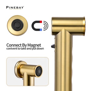 PINEBAY, новинка, тренд, Золотой Магнитный Круглый ручной распылитель для биде, набор для ванной комнаты, душ, круглый Туалет, Shattaf для женщин - Product Image 4