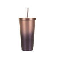 Gobelet de voiture en acier inoxydable grande capacité 750 ml pour couple été paille glace avec impression dégradée