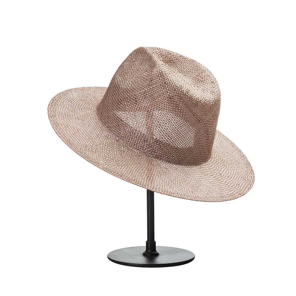 Lusso personalizzato Vintage sole Sombreros Femme Panama cappelli di paglia F canapa colore loto Jazz Top Sisal Beach Lady donna bianco nero 5152A